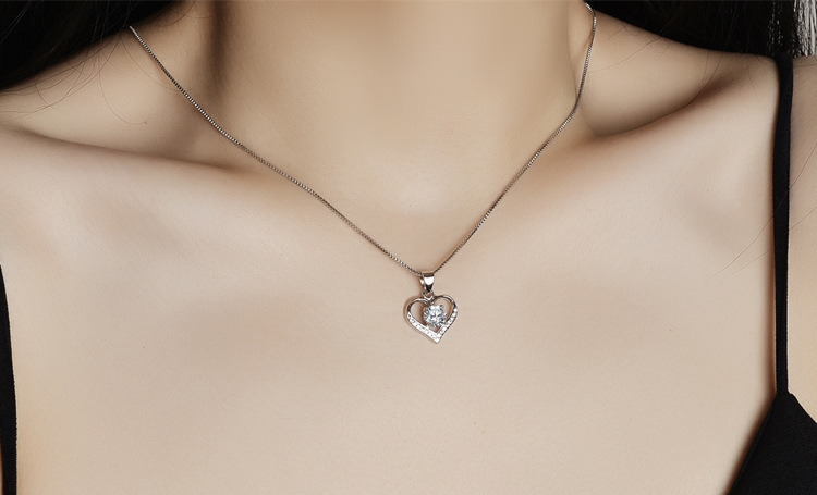 Moissanit-Anhänger-Halskette S925 Sterlingsilber rhodiniert