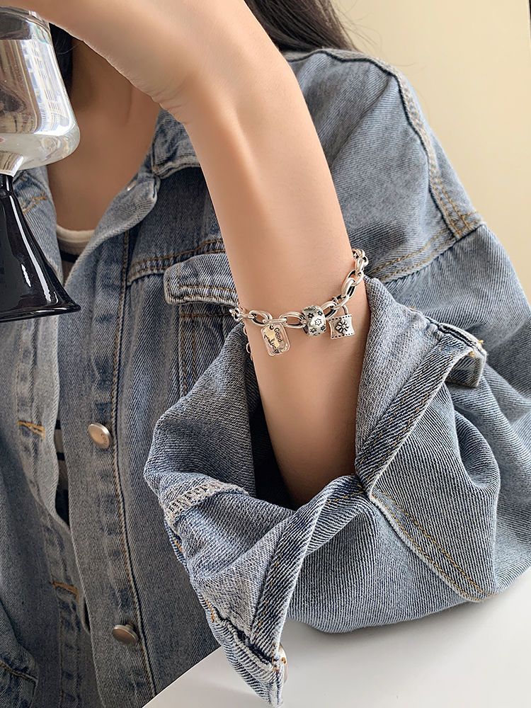 925 gümüş yıldız bilekliği, vintage stil