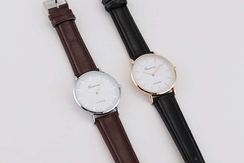 Herrenuhr, ultraflach, Lederarmband, Quarz