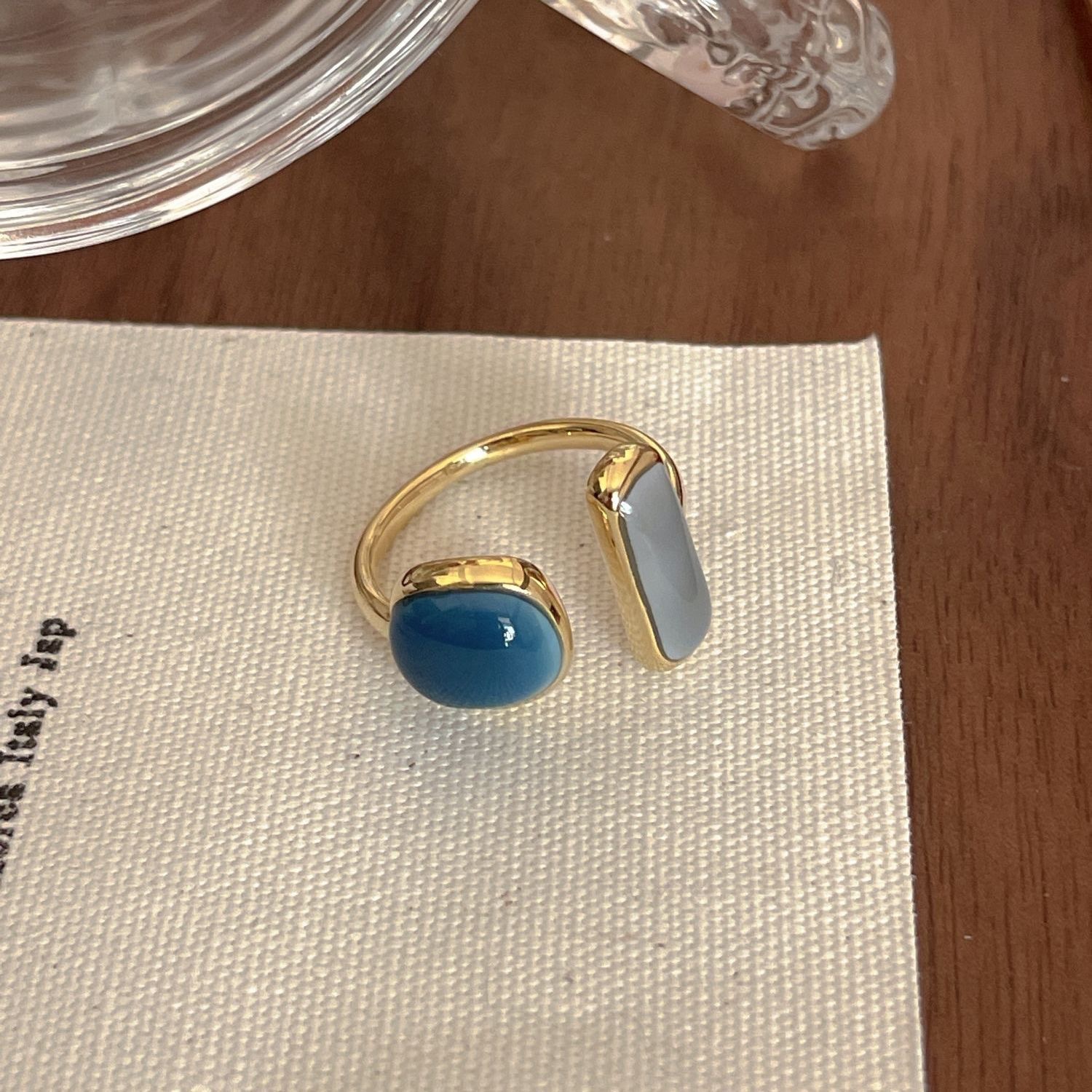 Emerald gemstone open statement ring for women