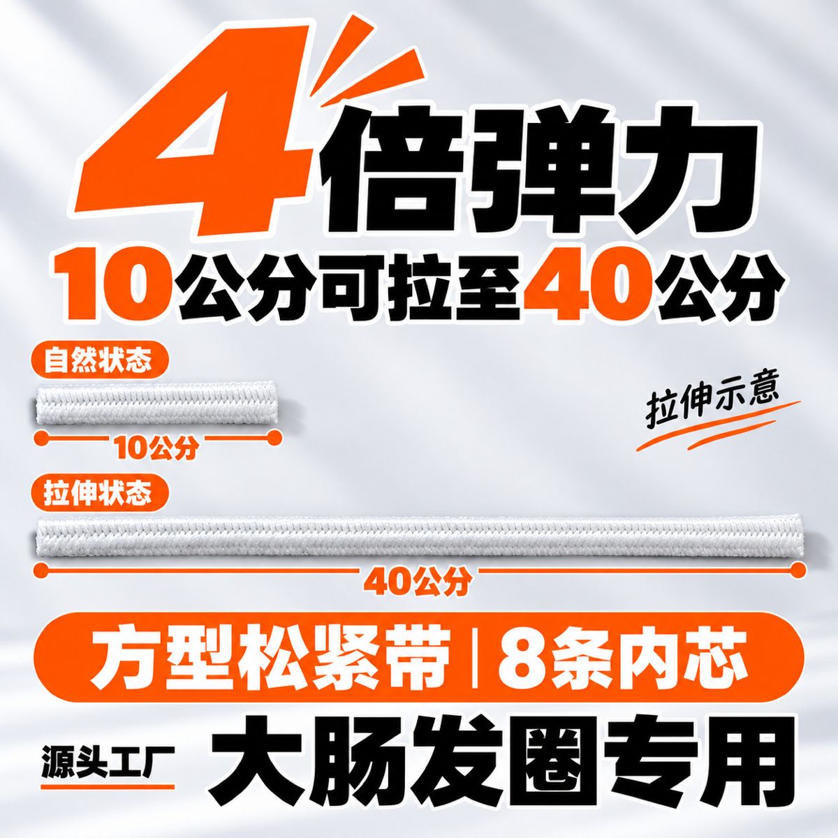 发圈专用4倍高弹力松紧带方圆形皮筋进口乳胶丝DIY服装辅料批发