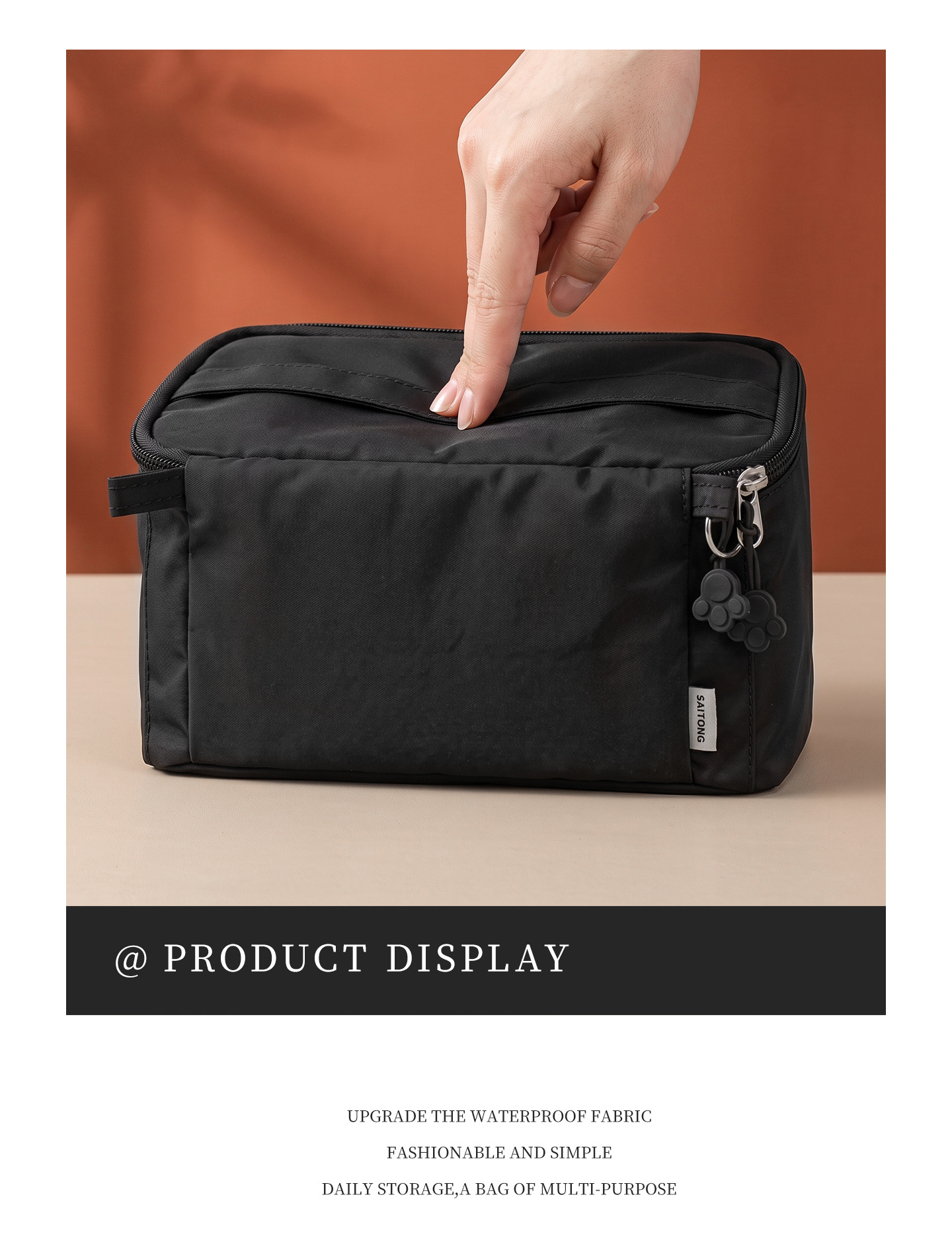 Aufrechte Kosmetiktasche, großes Fassungsvermögen, Nylon