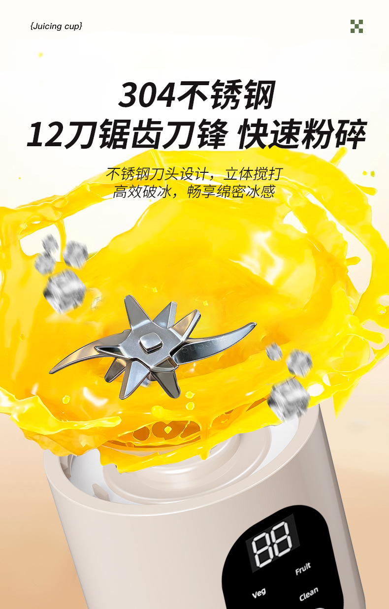 Digital juice extractor with USB rechargeable battery