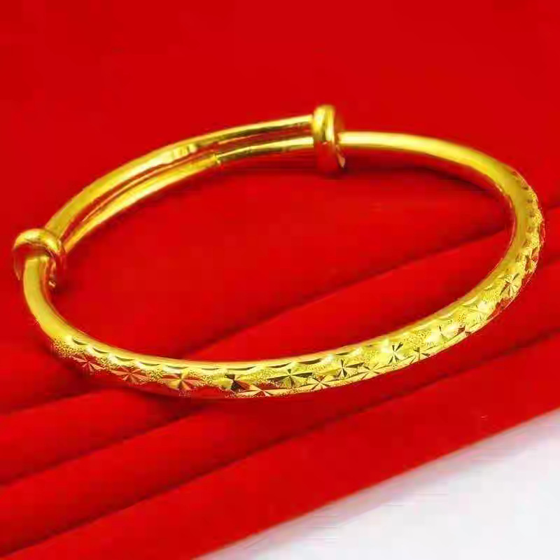 Thin sliding star pattern bracelet, solid gold-colored