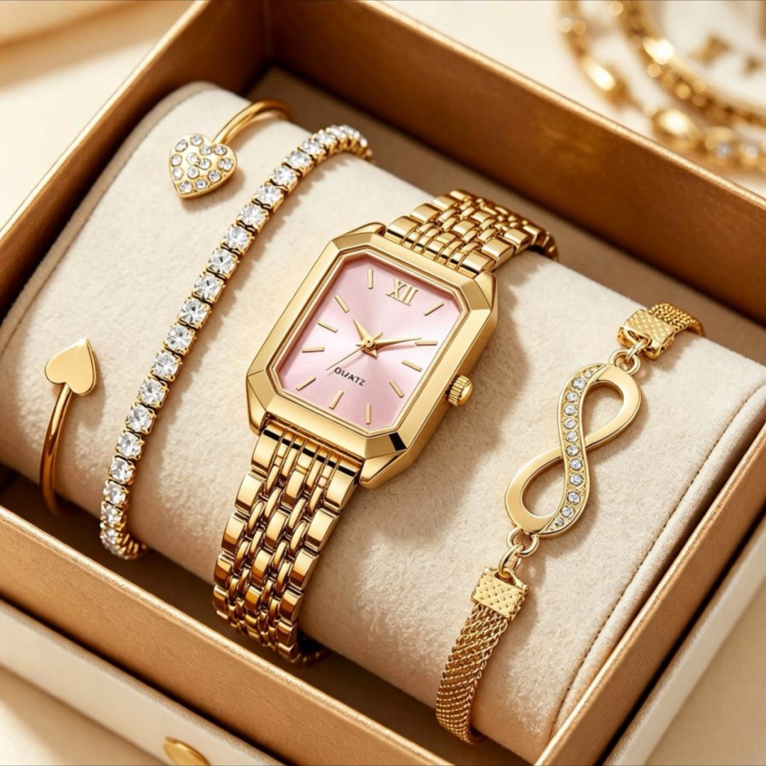 Women's Square Quartz Watch Luxury Steel Strap