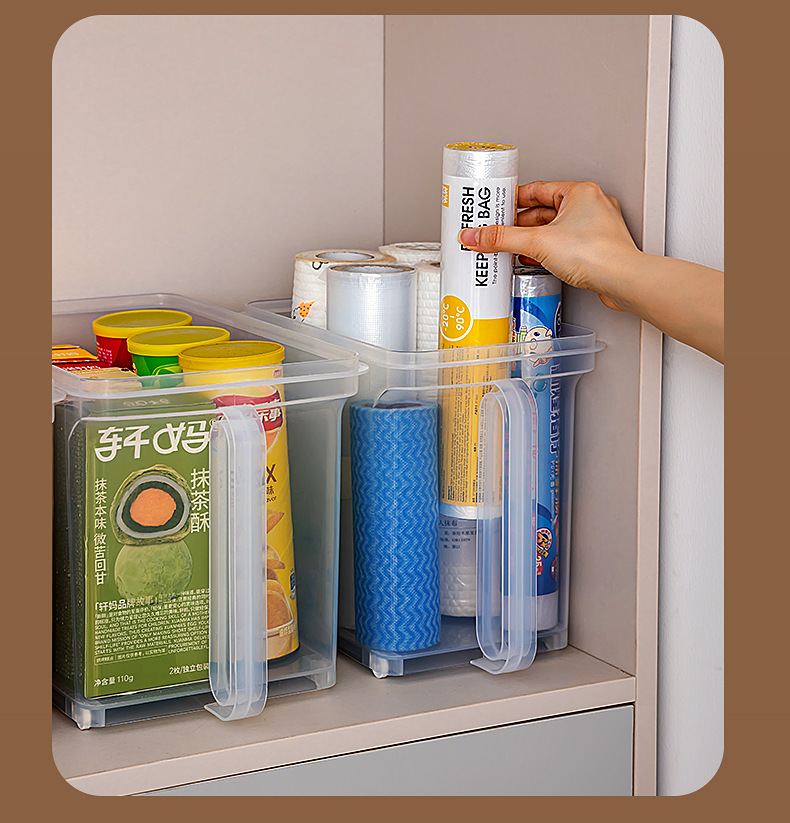 Kitchen storage box with wheels and handle
