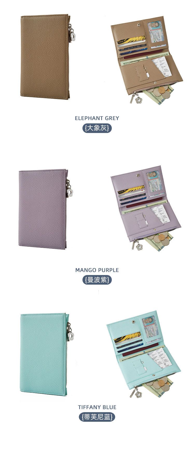 Genuine leather passport holder and wallet, multifunctional