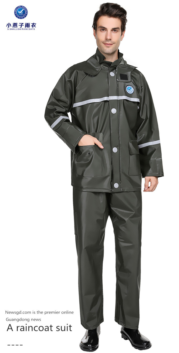 Men's raincoat and pants set, two-piece thickened