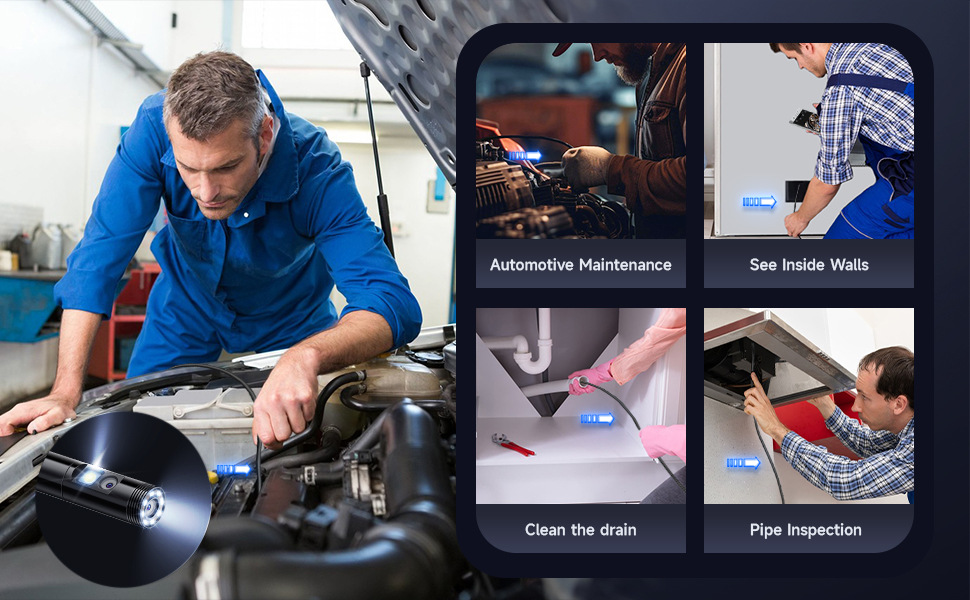 Endoscope camera with mobile phone connection, HD resolution