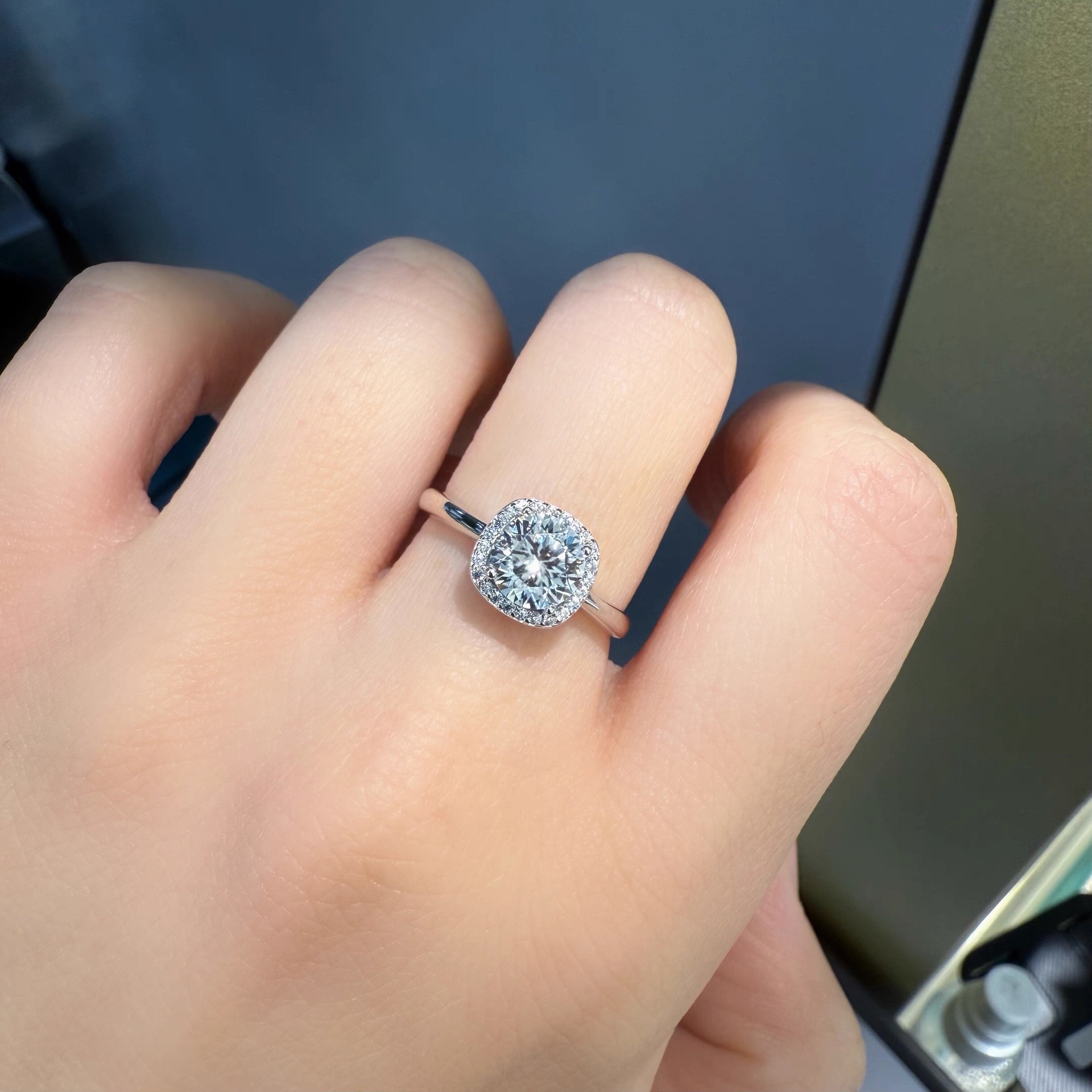Moissanite square ring, luxury gemstone women's ring