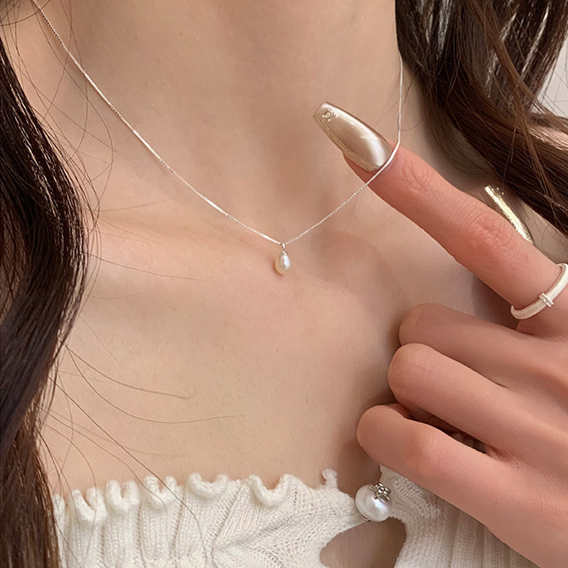 S925 sterling silver freshwater pearl necklace