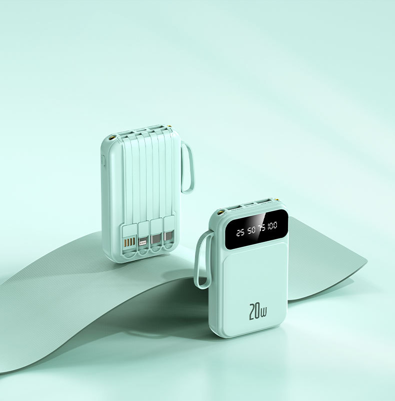 20000mAh powerbank, 3C sertifikalı, dört kablolu, uçağa uygun