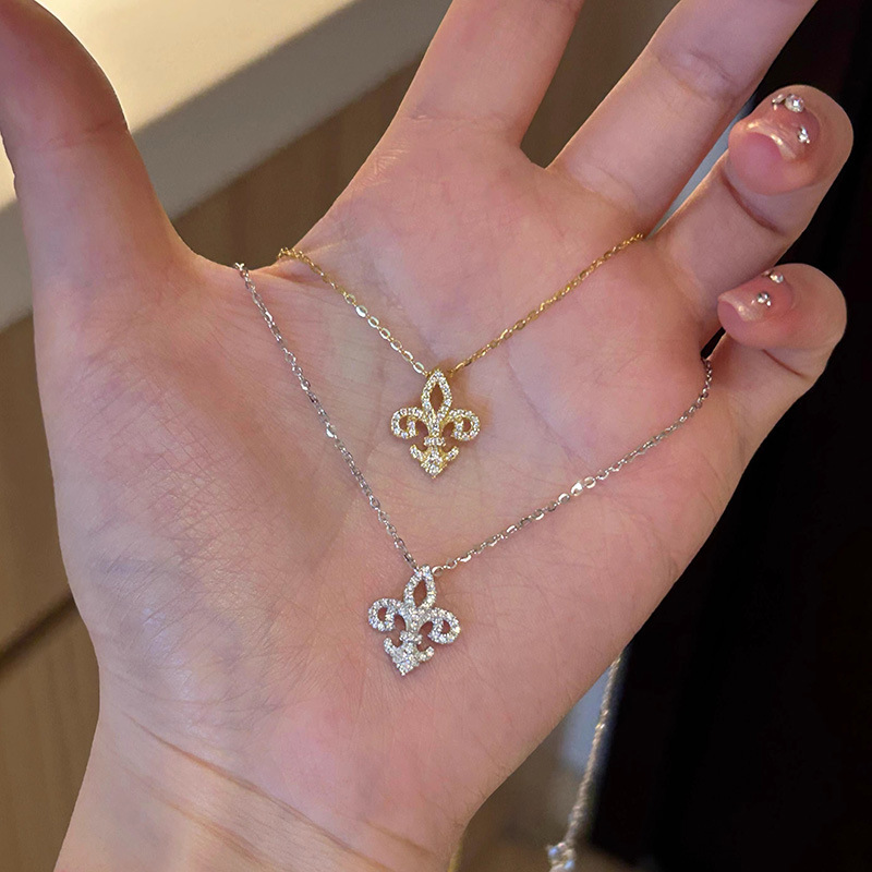S925 silver peony necklace with zircon, clavicle chain