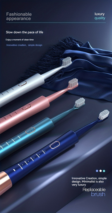 Electric Toothbrush, 8 Brush Heads, Sonic Vibration, Dual Mode
