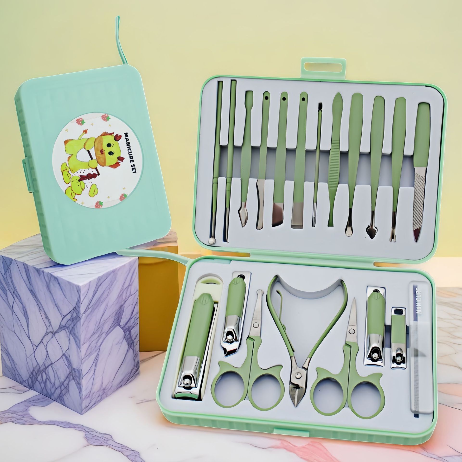 Nagelpflege-Set, 18-teilig, Matcha-Grün