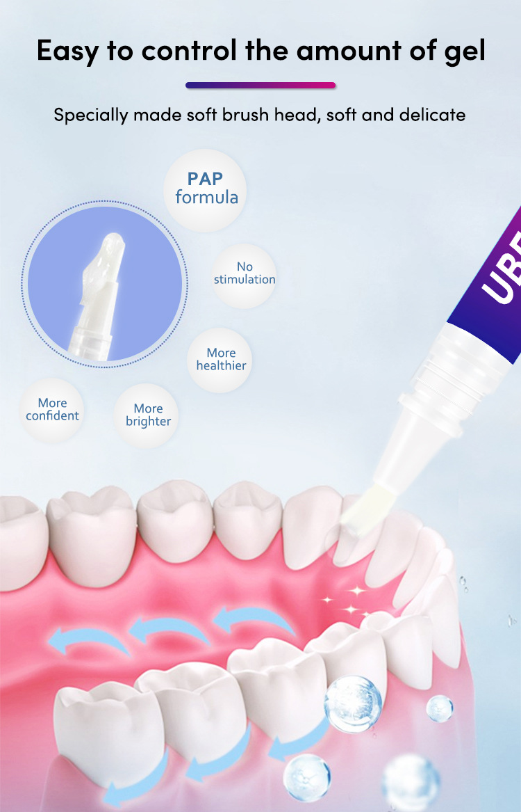 Tooth whitening pen with cleaning and bleaching gel