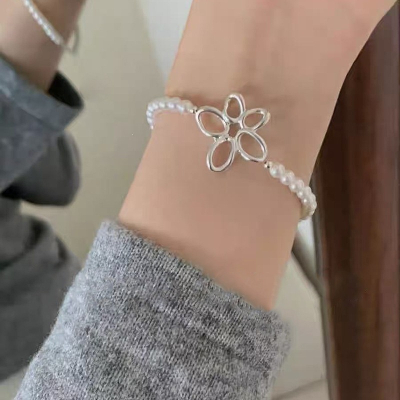 S925 Silber-Perlenarmband, minimalistisches Design