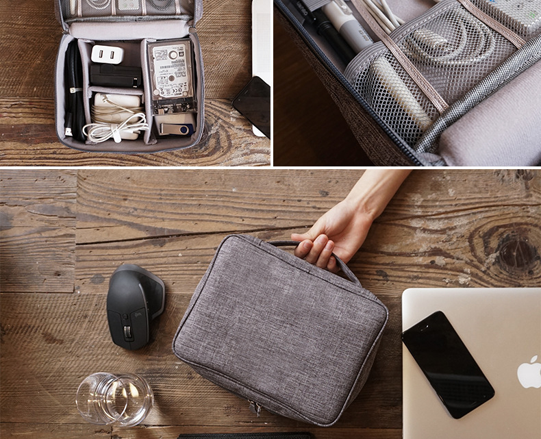 Portable storage organizer bag, large capacity for digital accessories and cables