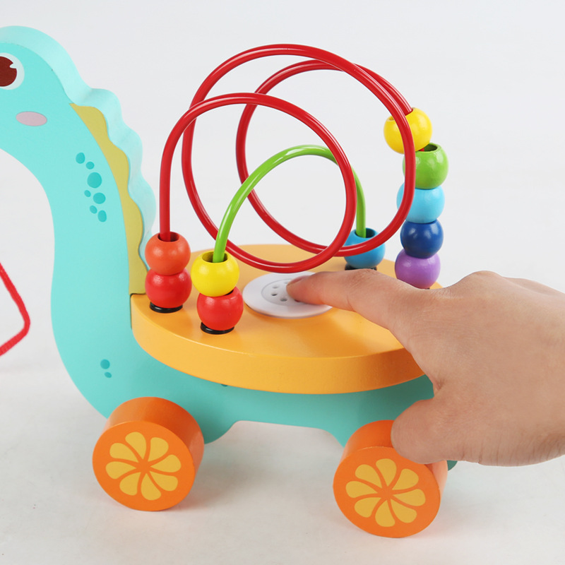 Three-track bead maze pull toy with music