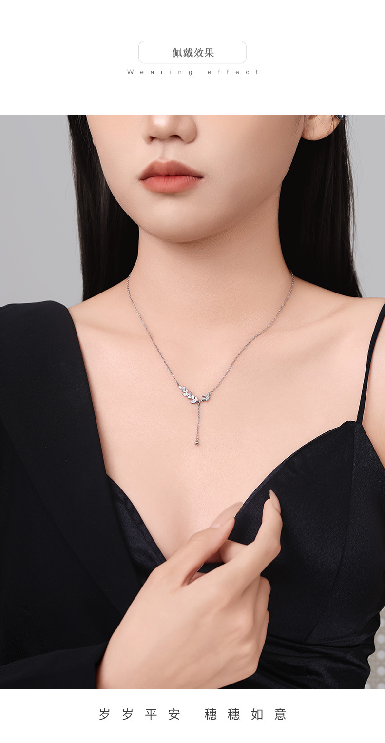 S999 silver wheat ear tassel necklace, women's