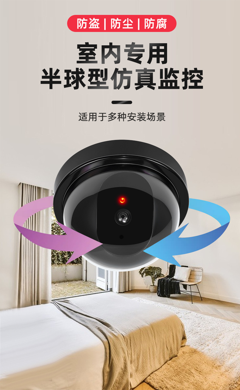 Dummy kamera, dome tasarım, beyaz, LED ışıklı