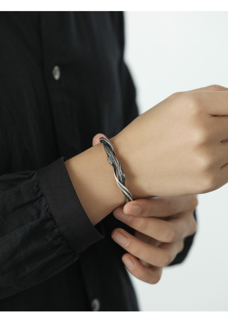 S925 Silber Herrenarmband Treibholz-Design