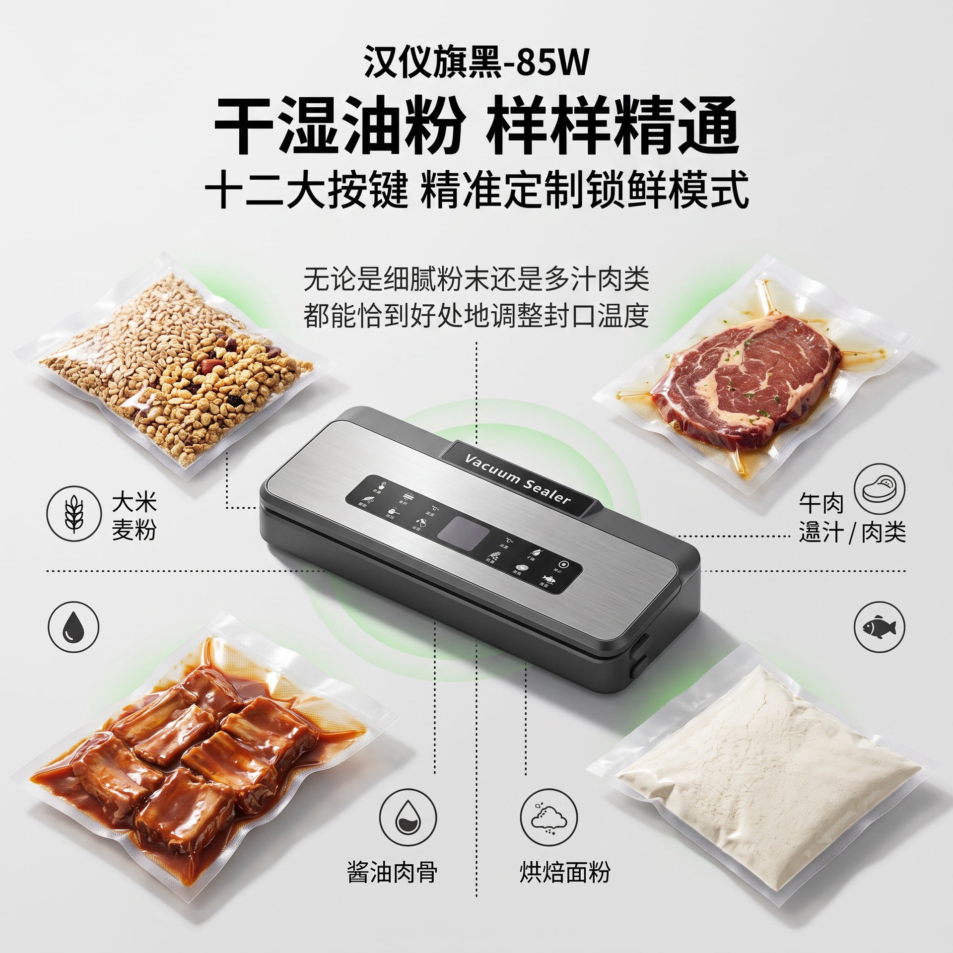 Stainless steel vacuum sealer, automatic, dry and wet use