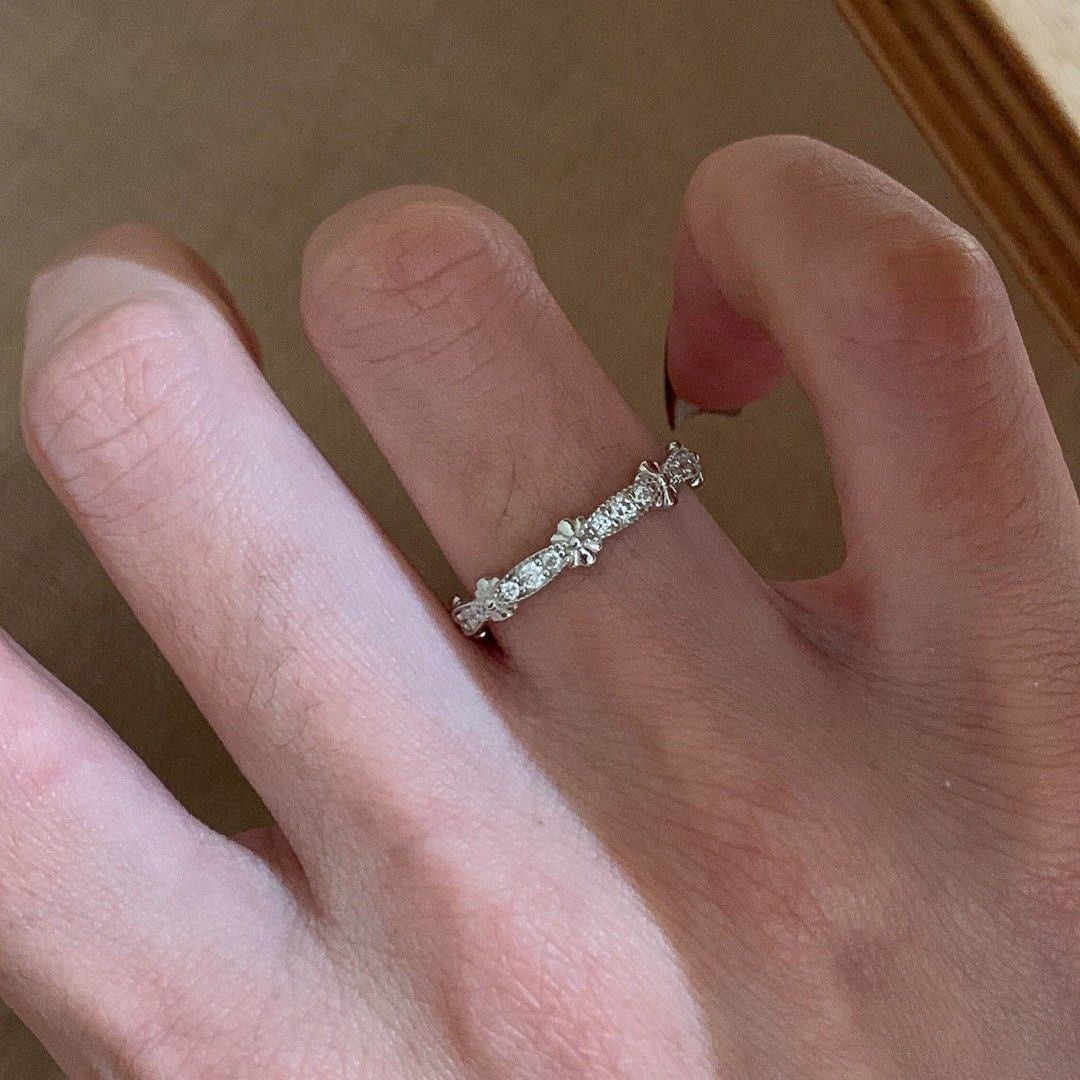 S925 Silber Iris-Strass-Ring, offen und verstellbar