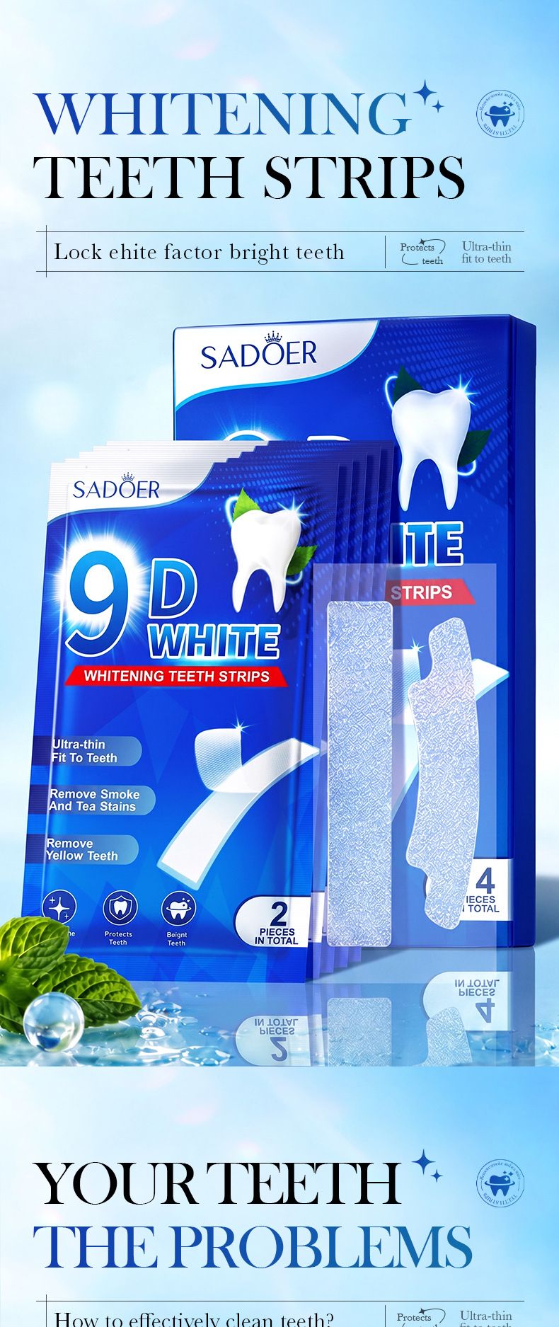 SADOER 9D tooth whitening strips enamel repair