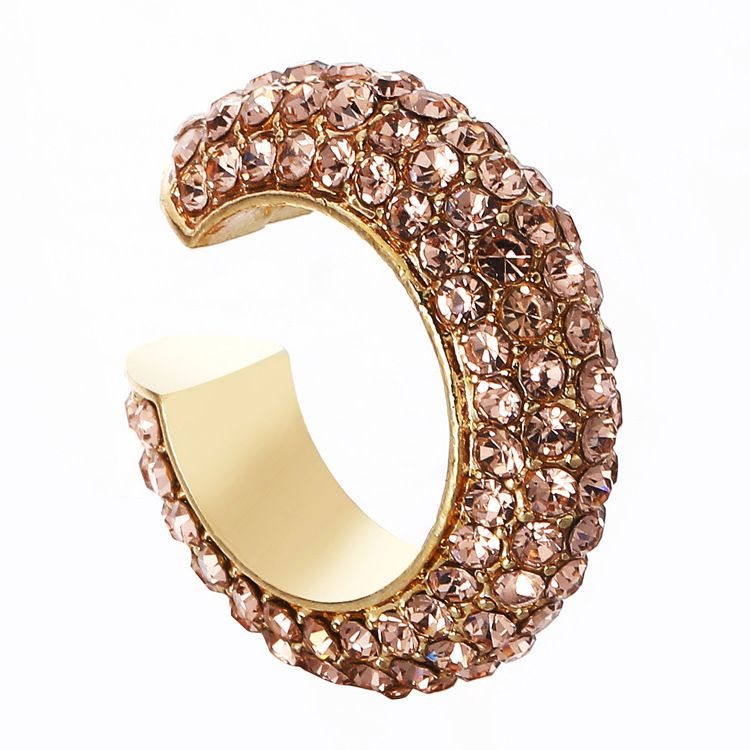 Full-rhinestone cartilage clip earrings, no piercing, colorful