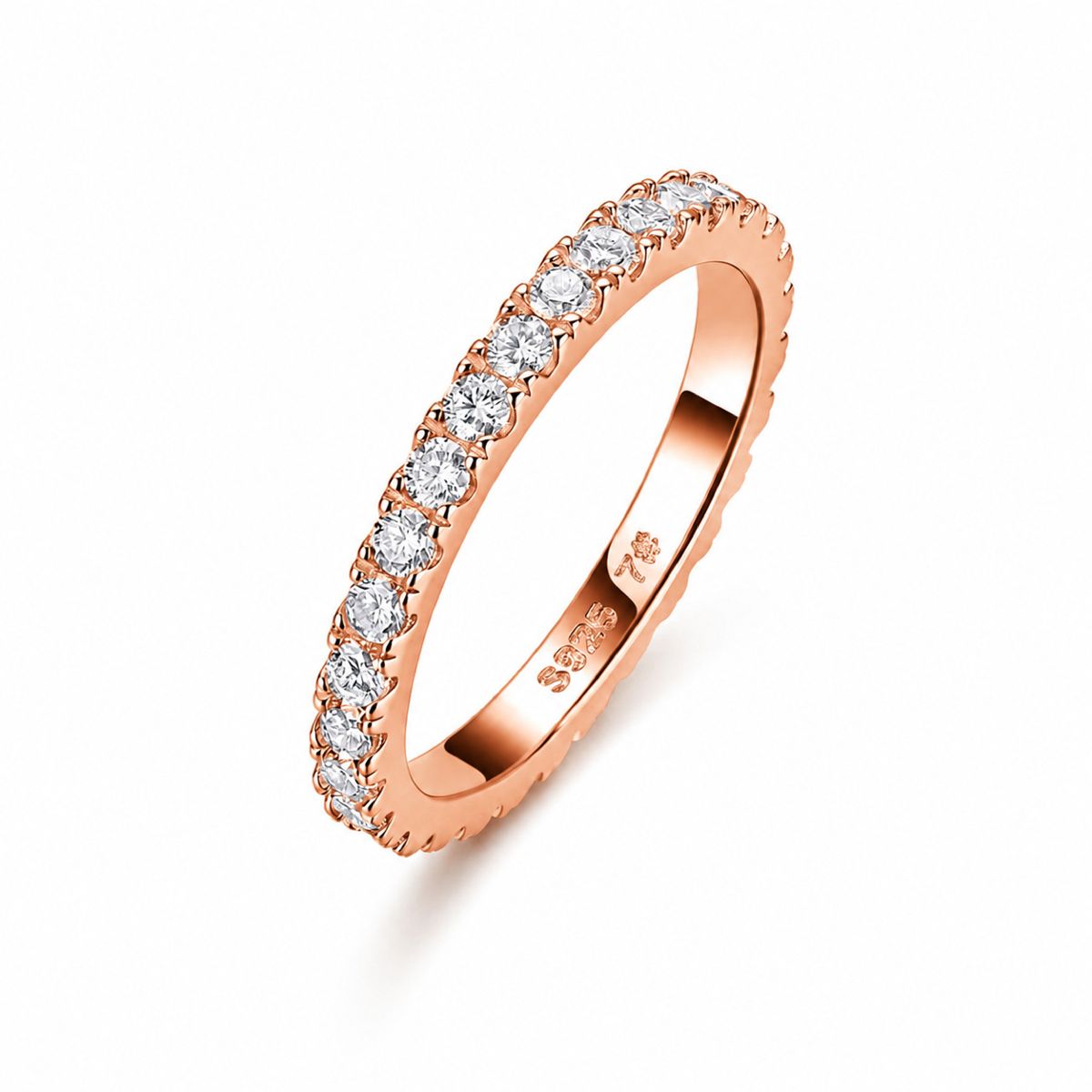 S925 gümüş moissanite yüzük, tam taş döşeme