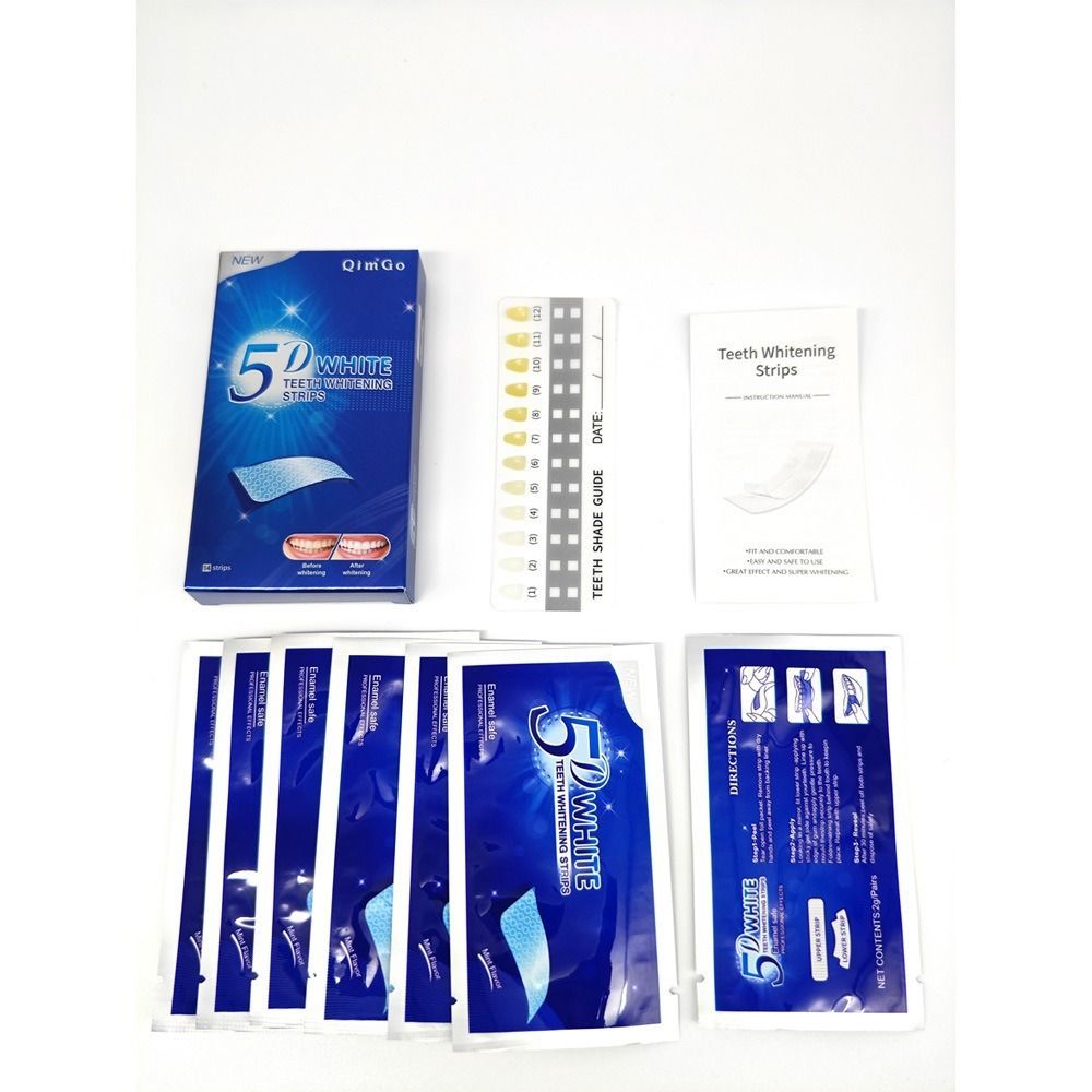 Beyazlatıcı diş şeritleri 5D göz kamaştırıcı beyaz, dışsal tartarı giderir ve sarı dişleri giderir. Sınır ötesi toptan satış ve dropshipping.