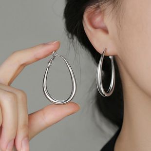 S999 sterling silver Hong Kong style hoop earrings, vintage