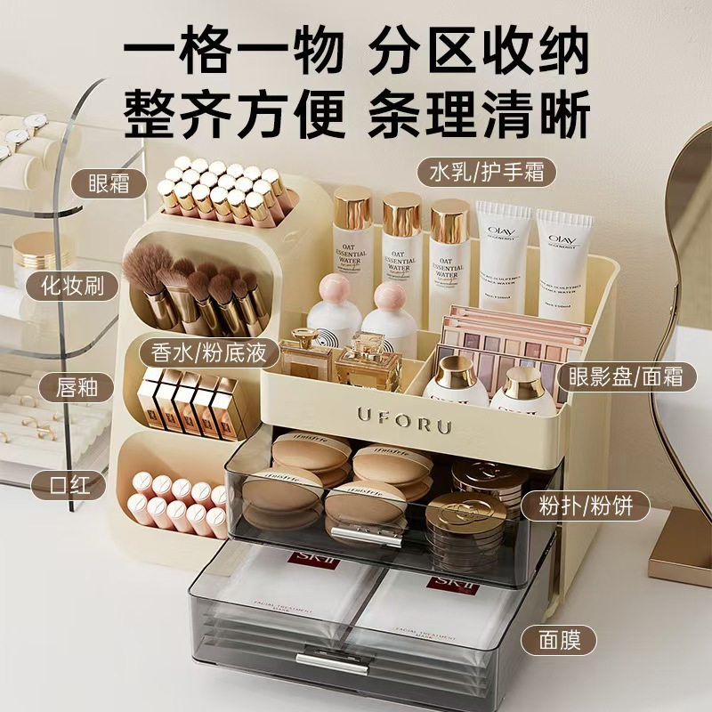 Makeup storage box, desktop, large capacity, cosmetic organizer