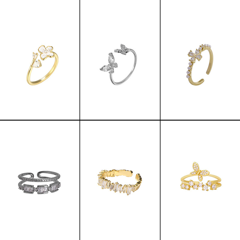 Micro-inlaid zircon ring, double-layer adjustable