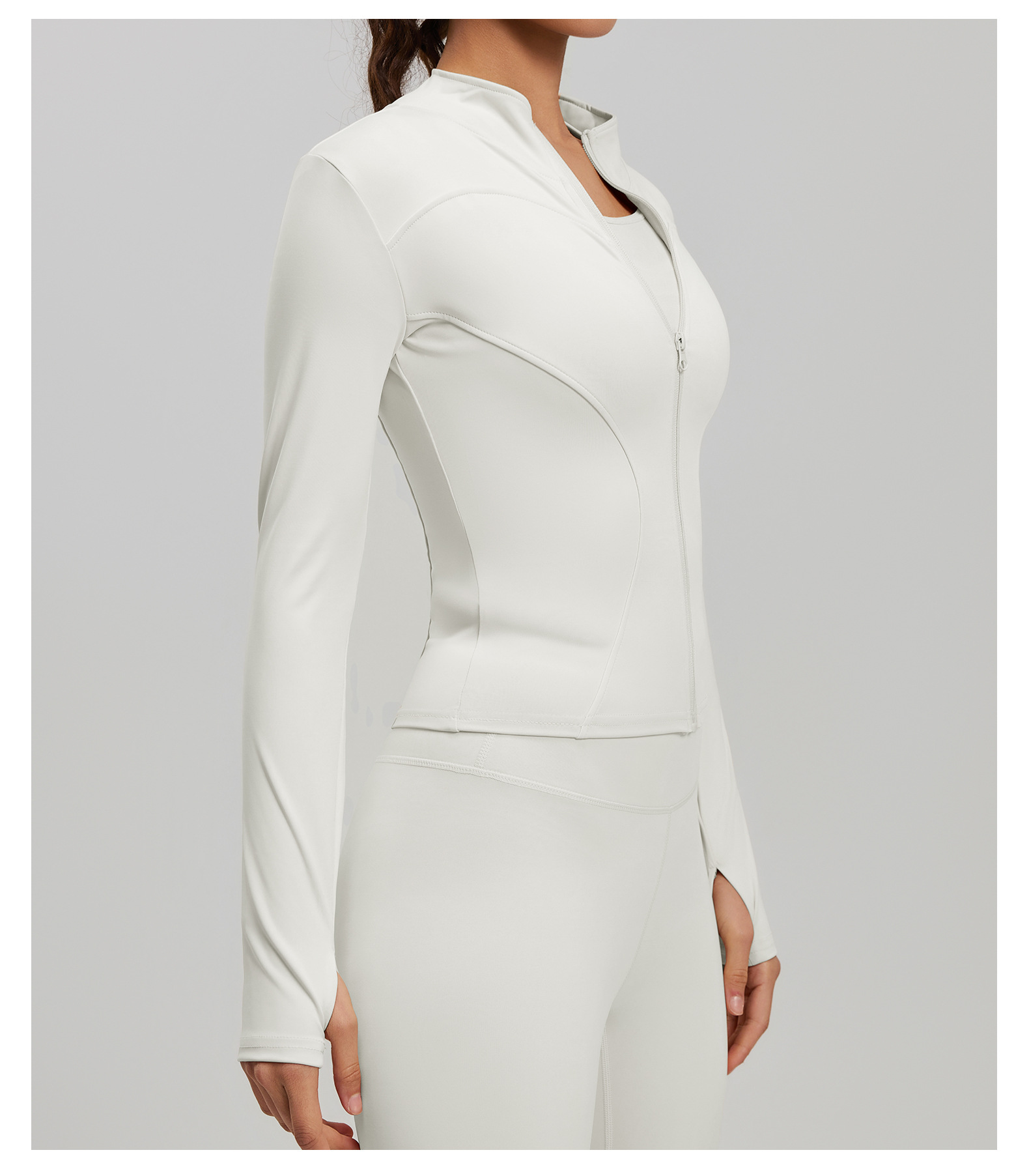 Yoga jacket, slim fit, stand collar, sports training