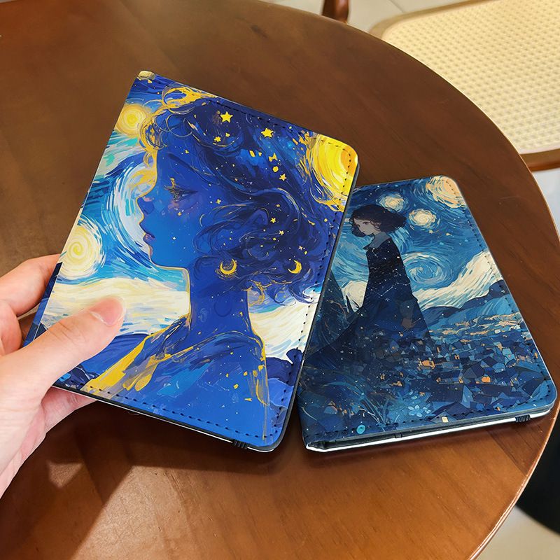 Van Gogh Yıldızlı Gökyüzü PU deri pasaport tutucu