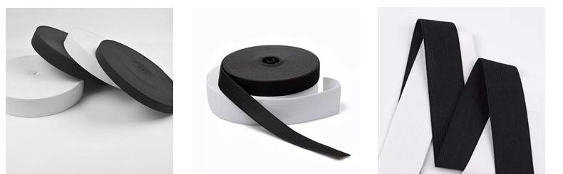 Crochet elastic band, thick, wide, black and white