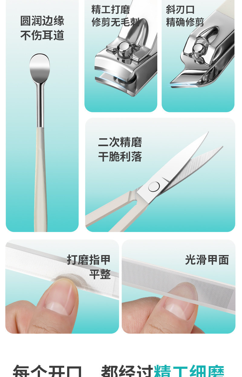 Nail care kit scissors pliers file and tools