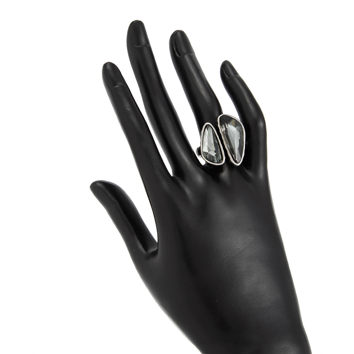 Acryl-Schwarzstein-Ring mit geometrischem Metallquadrat