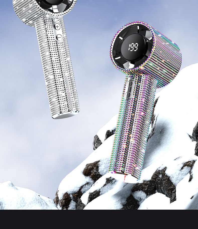 Rhinestone Handheld Mini Fan, USB Rechargeable, Portable