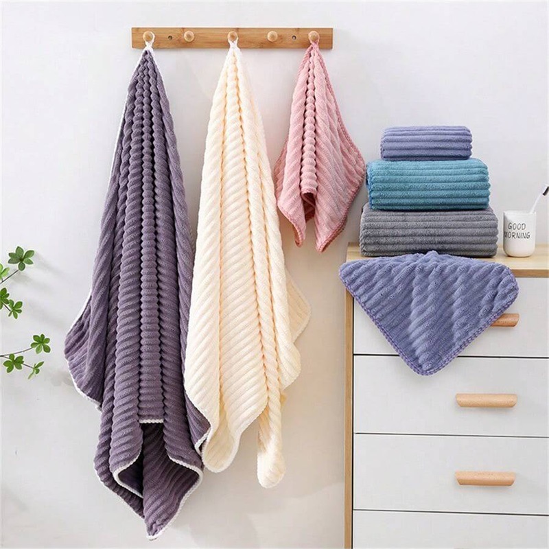 Yeni ev tipi kalınlaştırılmış banyo havlusu şeker kadife fitilli banyo havlusu tüy dökmeyen banyo havlusu beş parçalı set