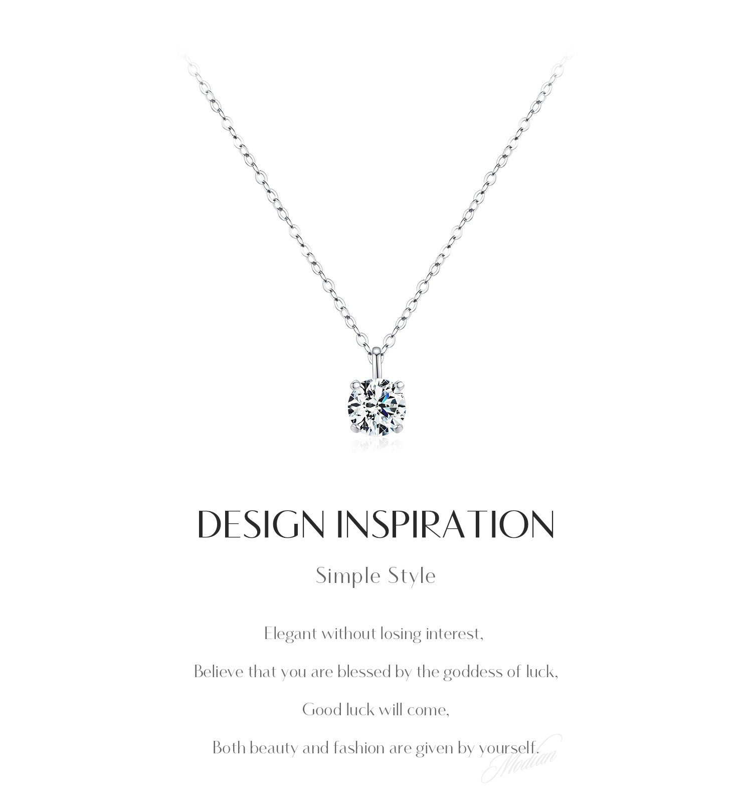MODIAN 1 Carat Moissanite Silver Necklace