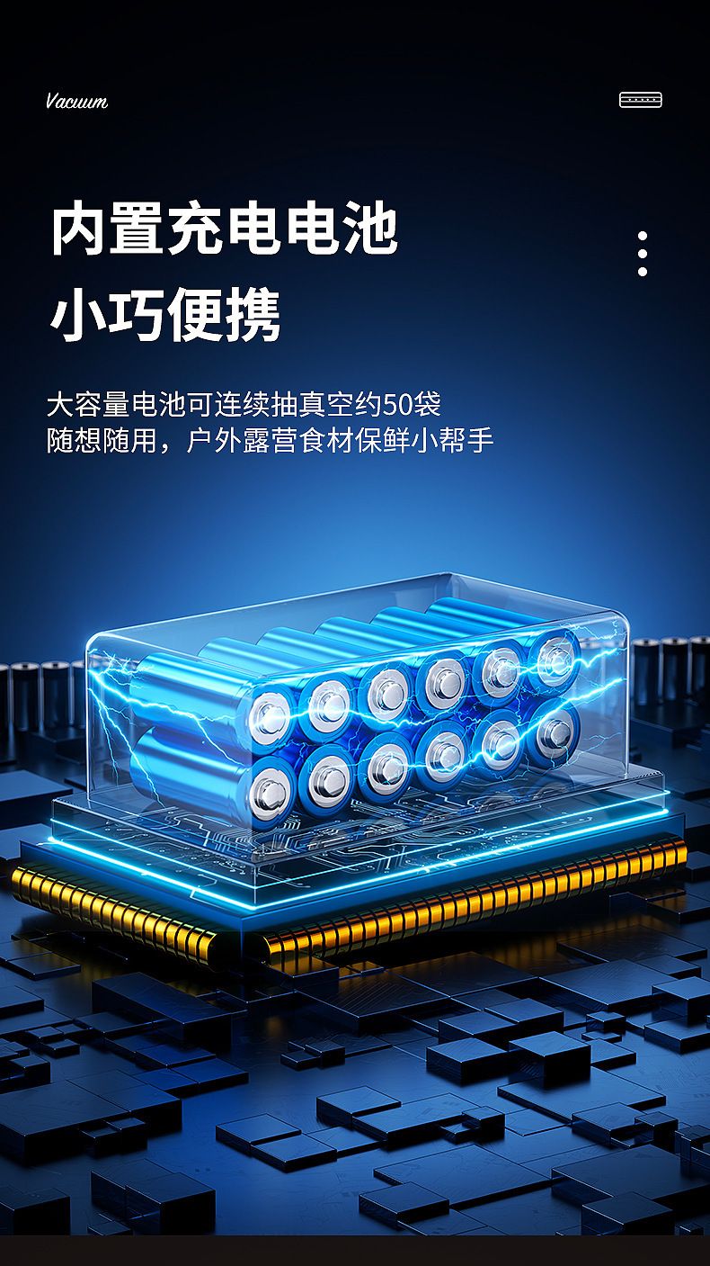 Vacuum sealer machine, USB rechargeable, automatic manual mode