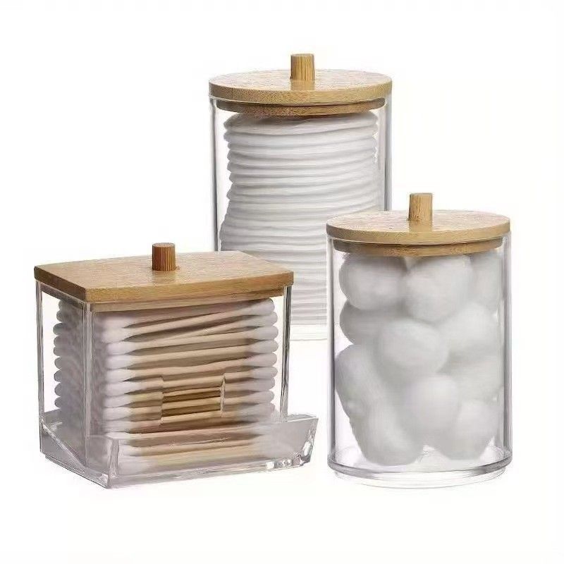 Rectangular cotton swab box with lid, storage set