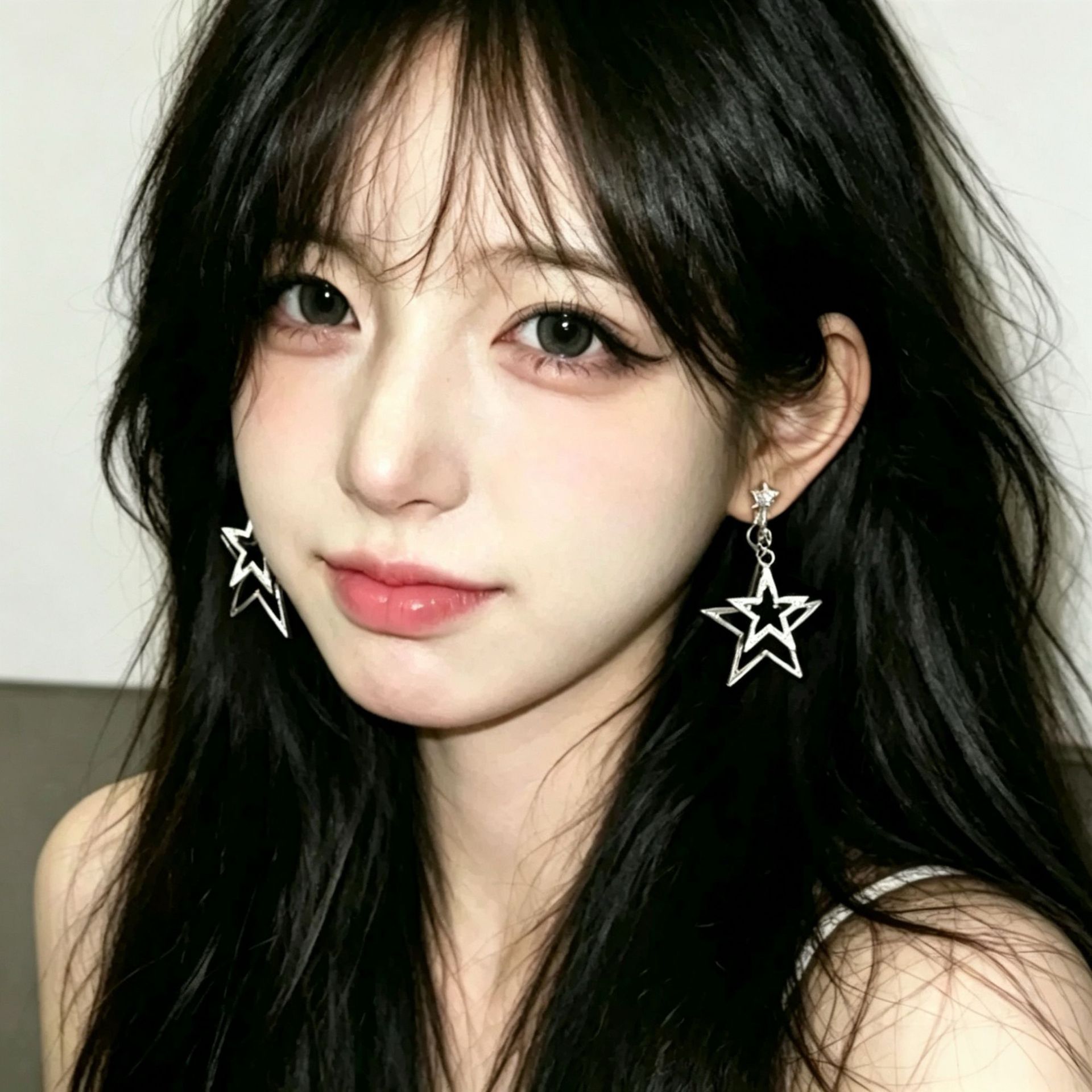 Double-layer star earrings, ear clips, minimalist design