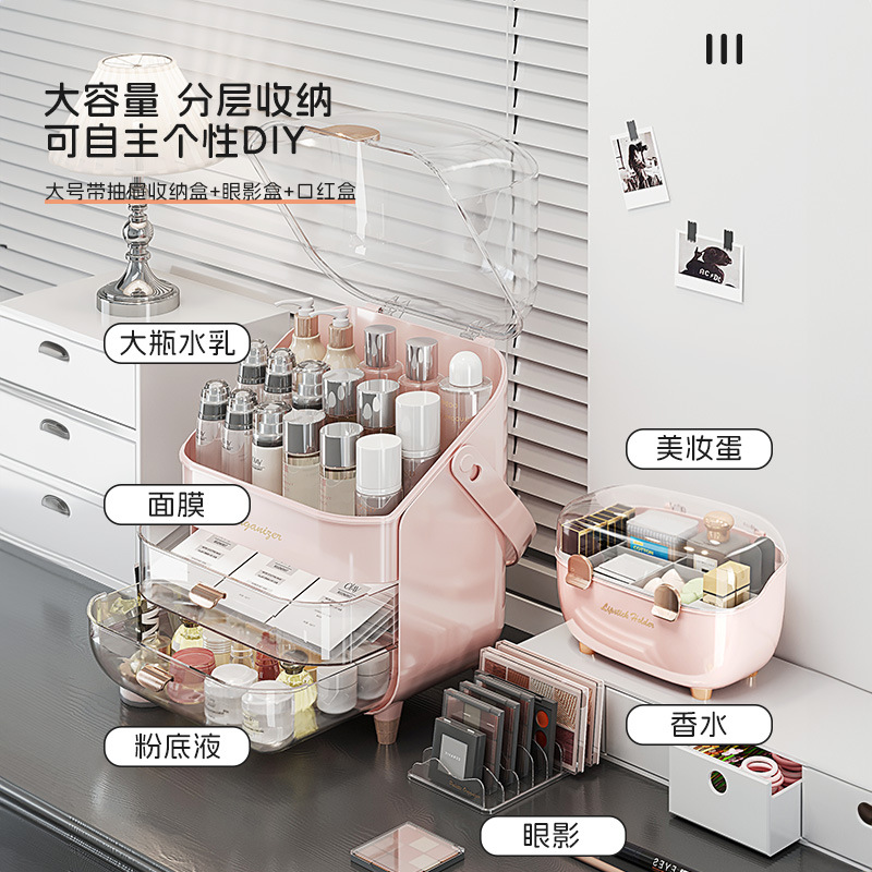 Dust-proof cosmetic storage box, large capacity