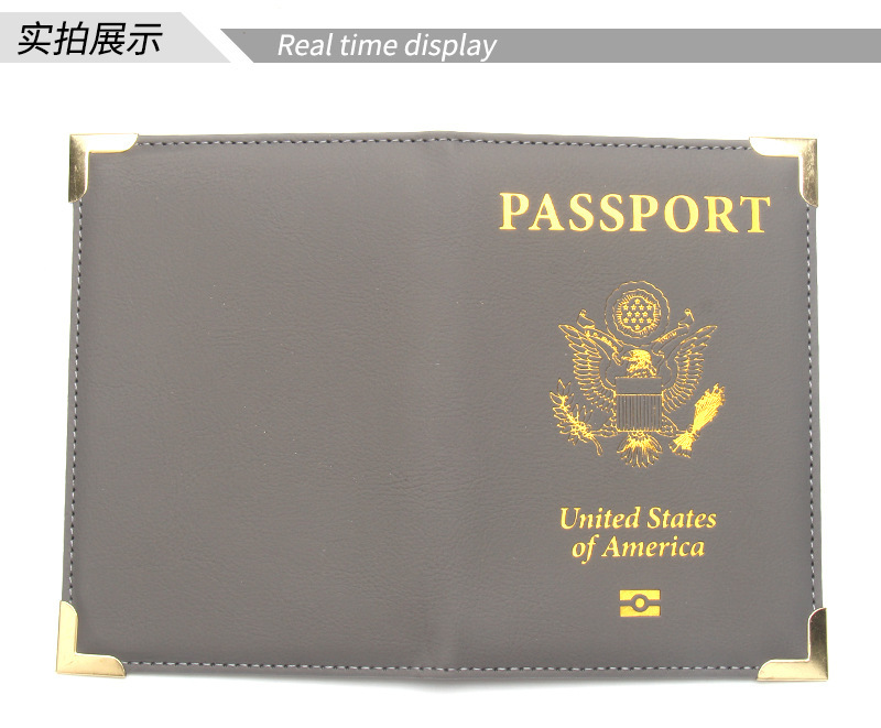 Passport Holder, Leather with Gold Hardware Corners