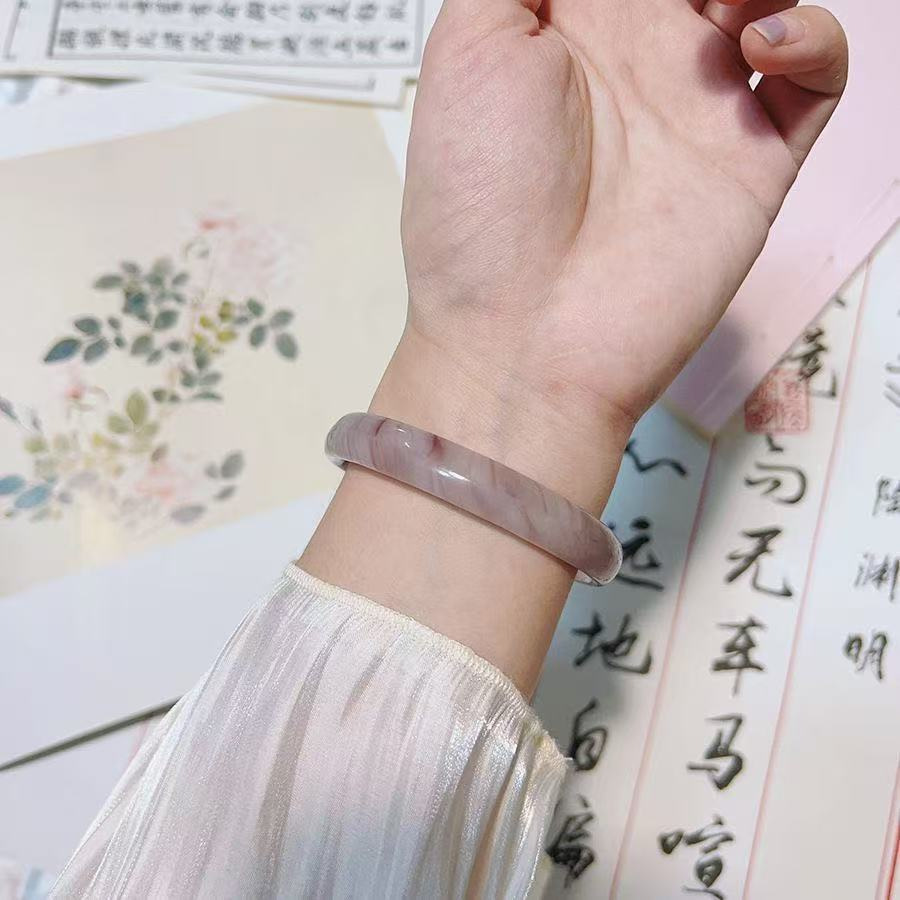 Tianshan emerald jade bangle, ice glutinous type, floating flower pattern