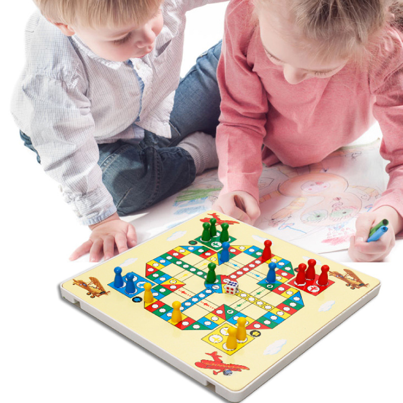Wooden double-sided magnetic ring maze game with ball and flying chess